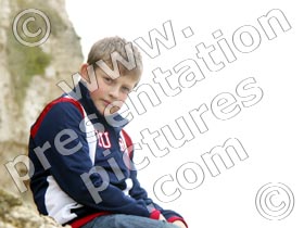 boy sitting on rock - powerpoint graphics