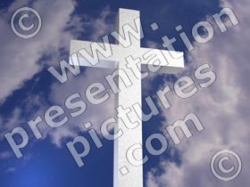 white cross with clouds - powerpoint graphics